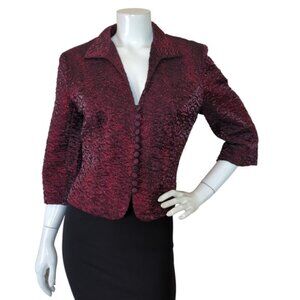 Joseph Ribkoff Vintage Red Sparkly Glitter Jacket 3/4 Sleeves